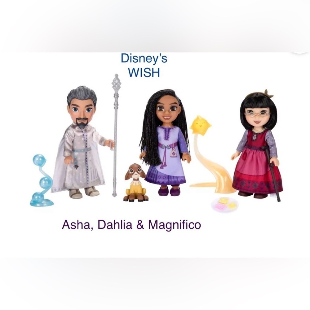 Disney Wish Doll Trio with Purple and Red Outfits